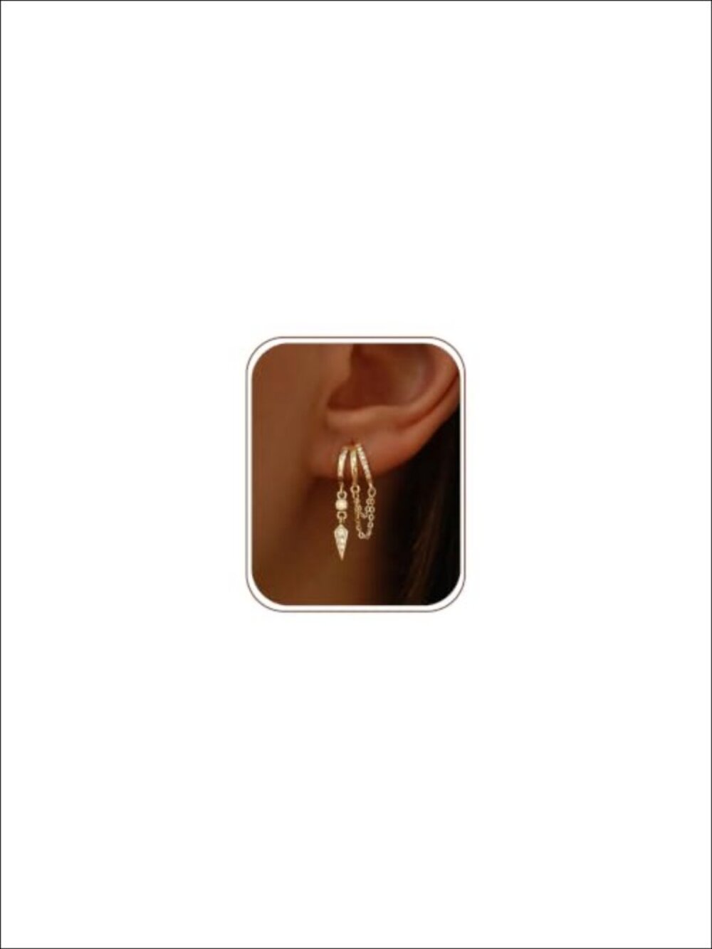 14k Gold Plated Triple Huggie Stud Dangle Earrings Handmade